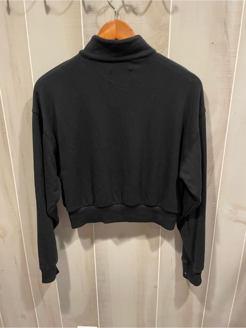 Cute victoria’s secret soft crop 1/2 zip sweatshirt washed black gym athleisure - Picture 4 of 6
